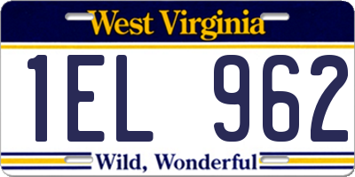 WV license plate 1EL962