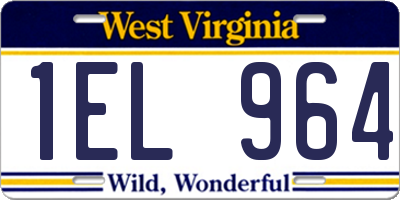 WV license plate 1EL964