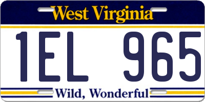 WV license plate 1EL965