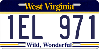 WV license plate 1EL971