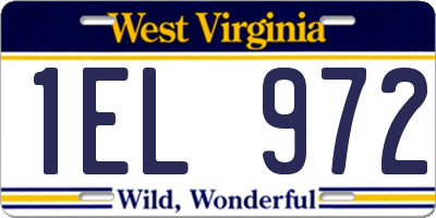 WV license plate 1EL972