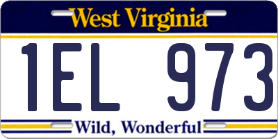 WV license plate 1EL973