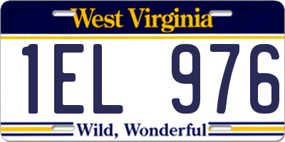 WV license plate 1EL976