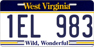 WV license plate 1EL983