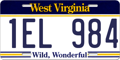 WV license plate 1EL984