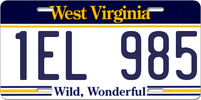 WV license plate 1EL985
