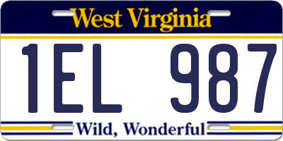 WV license plate 1EL987