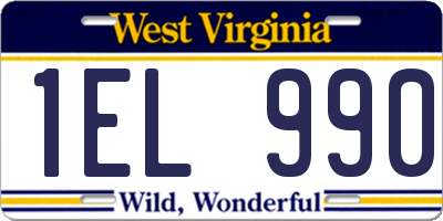 WV license plate 1EL990