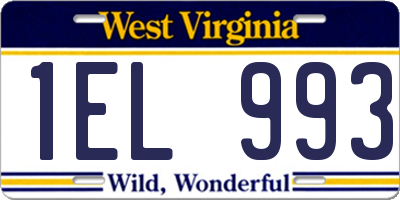 WV license plate 1EL993