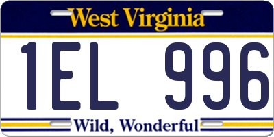 WV license plate 1EL996