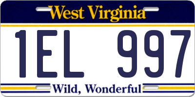 WV license plate 1EL997