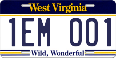 WV license plate 1EM001