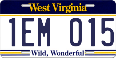 WV license plate 1EM015