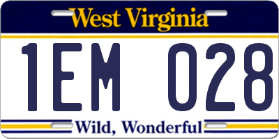WV license plate 1EM028