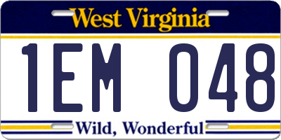 WV license plate 1EM048