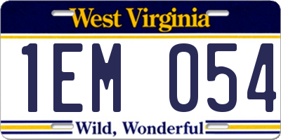 WV license plate 1EM054