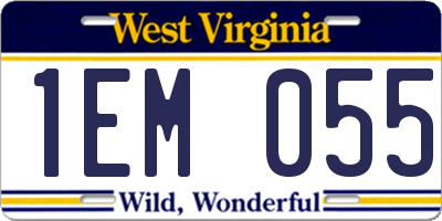 WV license plate 1EM055