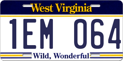 WV license plate 1EM064