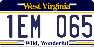 WV license plate 1EM065