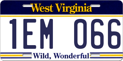 WV license plate 1EM066
