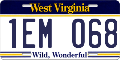 WV license plate 1EM068