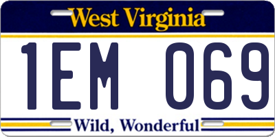 WV license plate 1EM069