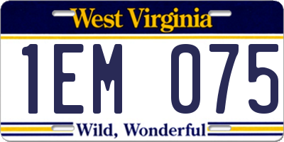 WV license plate 1EM075