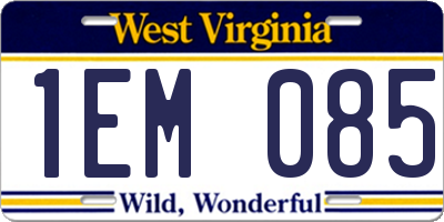 WV license plate 1EM085