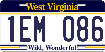 WV license plate 1EM086