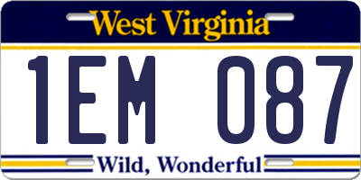 WV license plate 1EM087