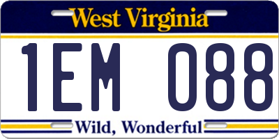 WV license plate 1EM088