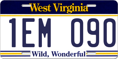 WV license plate 1EM090
