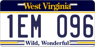 WV license plate 1EM096
