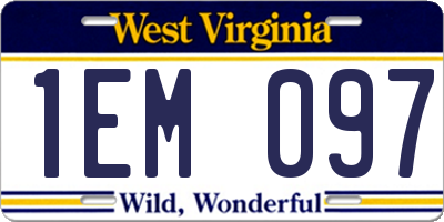 WV license plate 1EM097