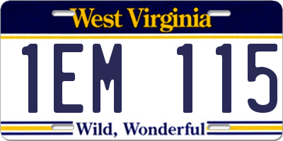 WV license plate 1EM115