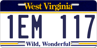 WV license plate 1EM117