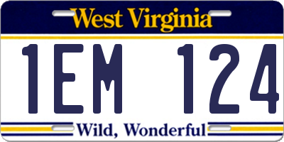 WV license plate 1EM124