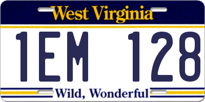 WV license plate 1EM128