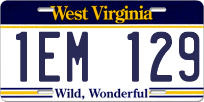WV license plate 1EM129