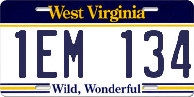 WV license plate 1EM134