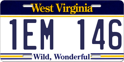 WV license plate 1EM146