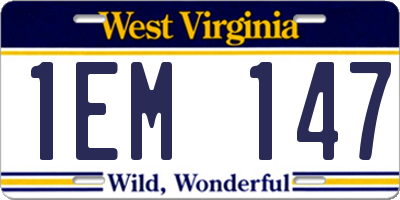 WV license plate 1EM147