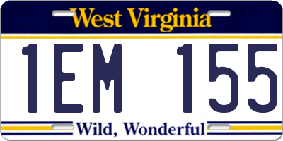 WV license plate 1EM155