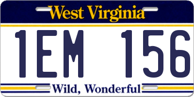 WV license plate 1EM156