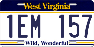 WV license plate 1EM157