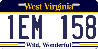 WV license plate 1EM158
