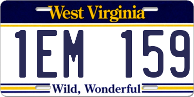 WV license plate 1EM159