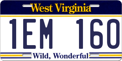 WV license plate 1EM160
