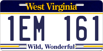 WV license plate 1EM161