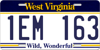 WV license plate 1EM163